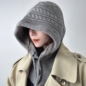 巴拉克拉法帽女秋冬新款 帽子围脖一体韩版 休闲保暖护耳毛线针织帽