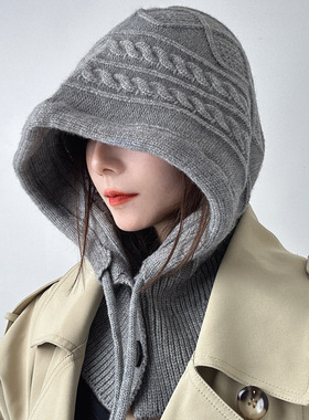 巴拉克拉法帽女秋冬新款帽子围脖一体韩版休闲保暖护耳毛线针织帽