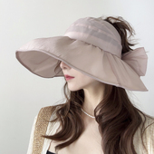 欧根纱太阳帽可扎马尾大檐防晒帽 空顶遮阳帽子女2025新款 夏季 薄款