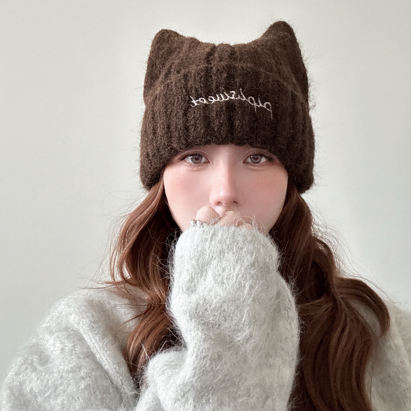 猫耳朵可爱毛线帽女秋冬包头护耳