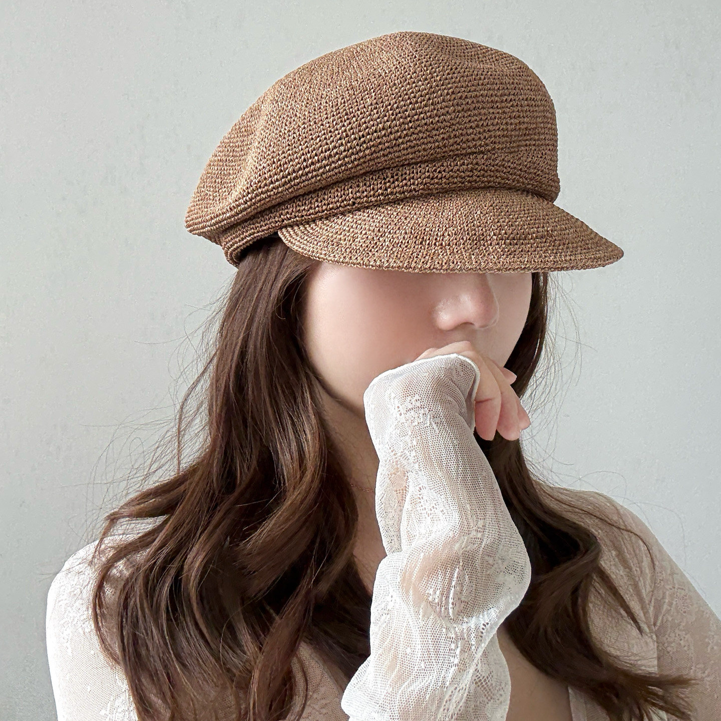 法式气质款~纸草贝雷帽女春夏防晒遮阳草编帽子透气显脸小报童帽