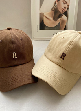 棒球帽女韩版百搭弯檐复古鸭舌帽男春夏款显脸小户外休闲遮阳帽潮