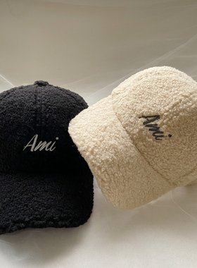 羊羔毛帽子女秋冬韩版百搭保暖鸭舌帽泰迪绒棒球帽可爱毛绒女士帽