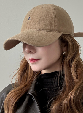 简约小N字母刺绣棒球帽女大头围显脸小加深宽帽檐软顶鸭舌帽子男