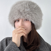 冬季 毛绒仿狐狸毛皮草帽子女款 包头护耳雷锋帽加厚保暖风雪蒙古帽