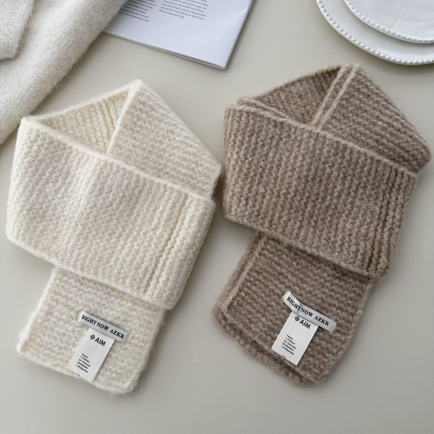 韩系氛围感秋冬含羊毛针织围巾女