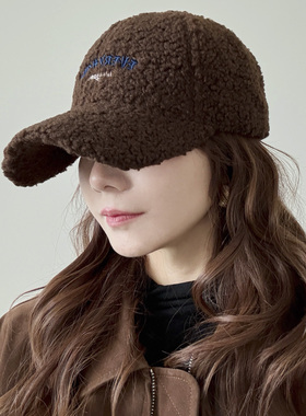 冬季加厚款~羊羔毛绒棒球帽女2025新款户外防寒保暖毛茸茸鸭舌帽