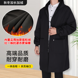 升级加长款 围裙防水防油成人罩衣工作服外套大褂冬 加厚绒家用长袖