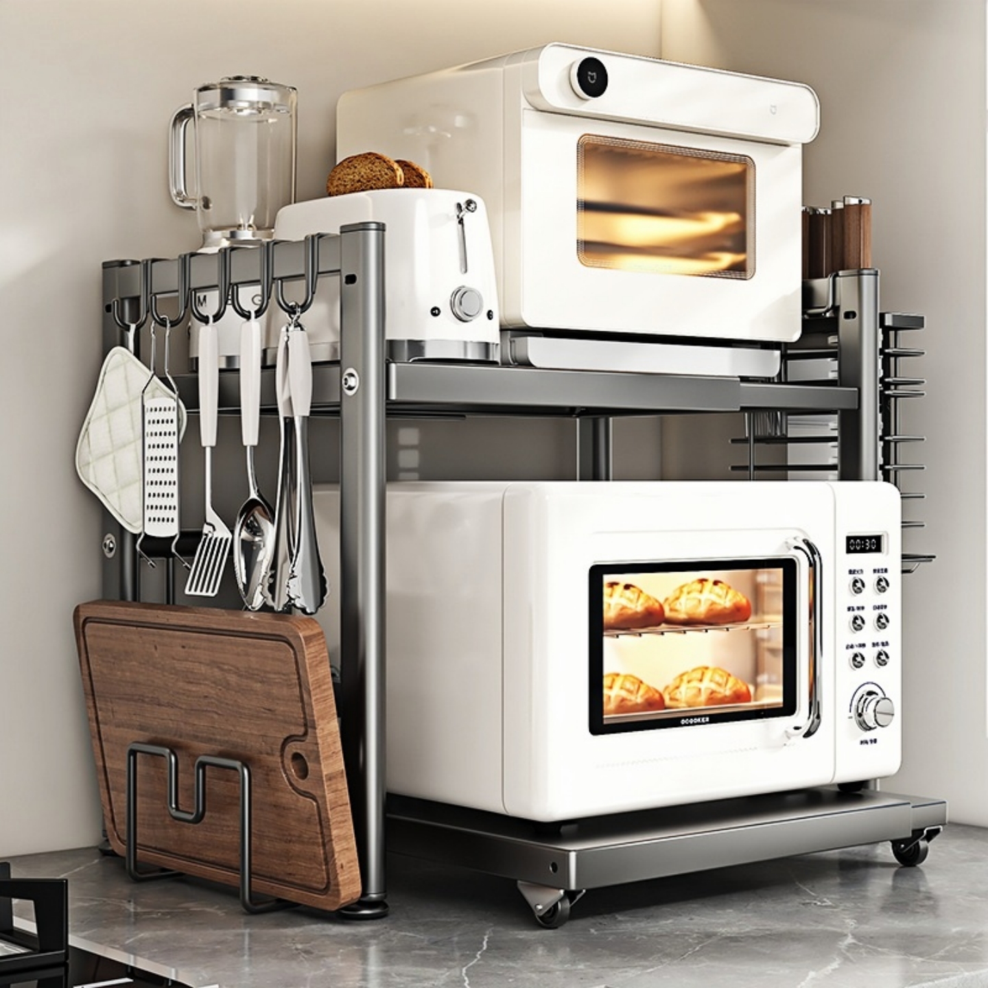 厨房微波炉电饭煲一体置物架