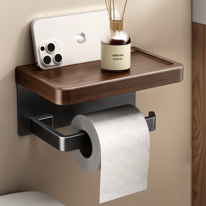 厕所卷纸架胡桃木卫生间纸巾盒