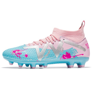 跨境足球鞋男款碎钉ag长短钉TF女学生高帮球鞋户外运动涂鸦训练鞋