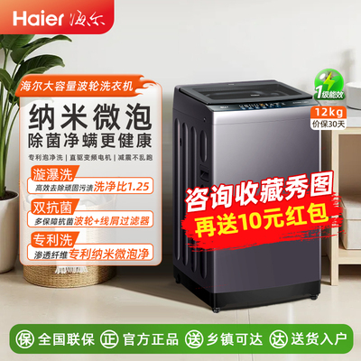 海尔洗衣机一级节能12公斤大容量全自动变频直驱家用波轮 BZ20D1