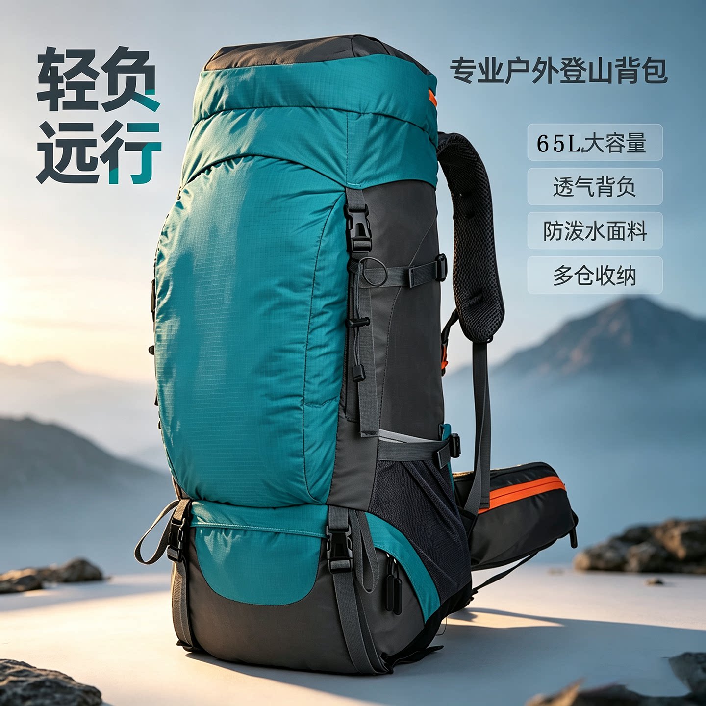 65L户外登山包防泼水透气双肩