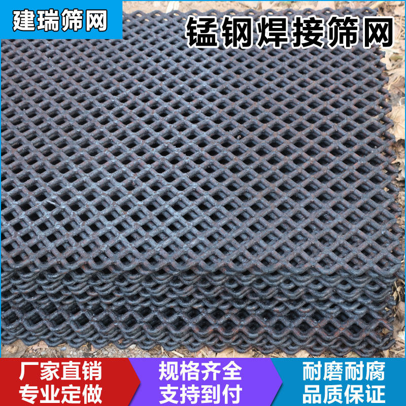 定做65锰钢焊接筛网矿山振动筛沙石筛分网铁网圆孔方孔钢丝网折钩