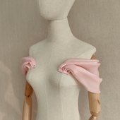 抹胸婚纱礼服伴娘裙配饰遮挡手臂复古软纱温柔粉色手袖 套 肩带袖