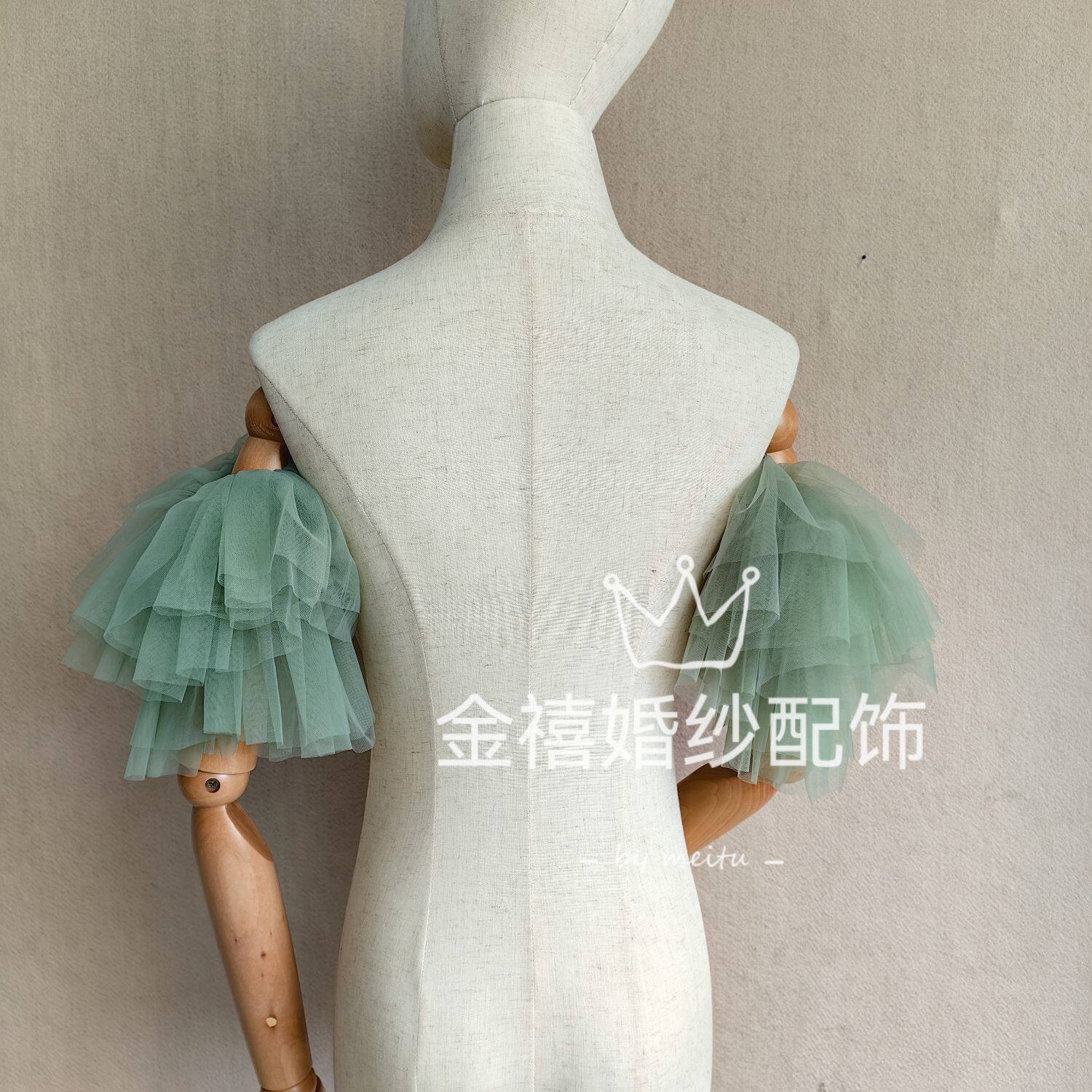 绿野仙踪森系假袖子松紧多层荷叶边可爱小纱袖多种搭配风格洛丽塔