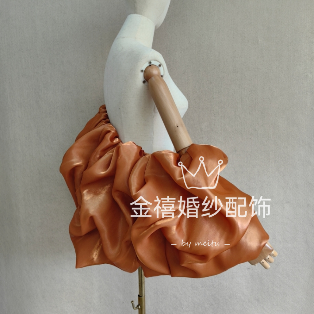 焦糖色礼服配件披肩手袖柔软高级香槟色礼服配饰橘色百搭披肩