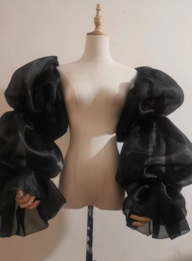 新娘配件婚纱礼服演出服长款夸张黑色活动袖子模特走秀造型假袖子