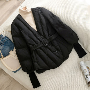 2025新款小个子羽绒服女短款冬季韩版黑色高端白鸭绒宽松收腰外套
