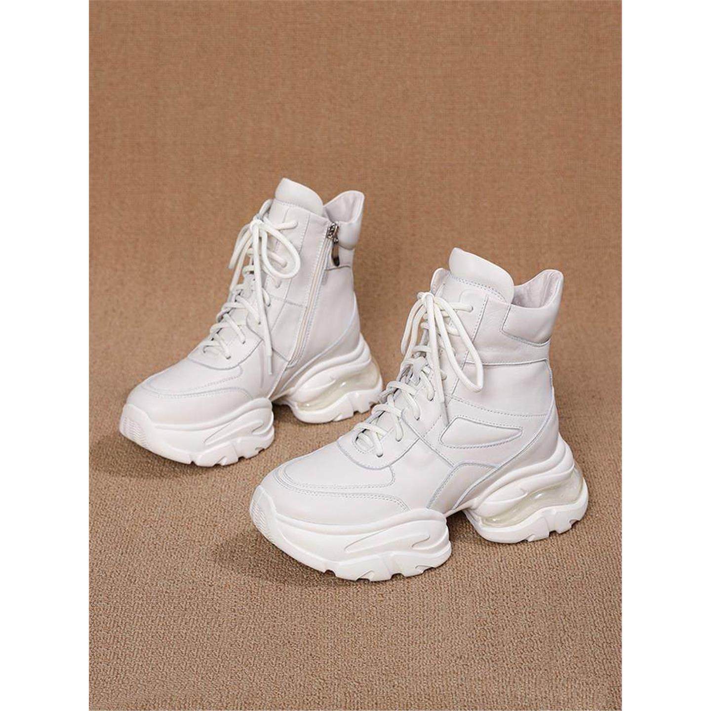 厚底马丁靴女2025春秋单靴新款白色真皮中筒瘦瘦靴子时尚增高短靴,女鞋,马丁靴,淘宝优惠券,粉丝福利购,淘宝优惠卷