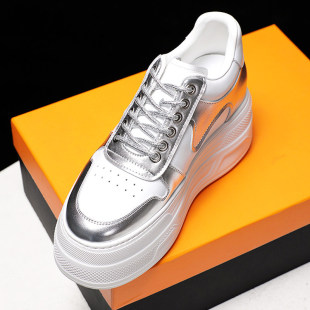 隐形内增高14CM小白鞋女春夏季真皮透气10/12厘米厚底8公分33小码