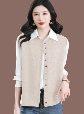 马甲外套女春秋羊毛针织坎肩开衫毛衣2025年新款春装马夹背心外搭