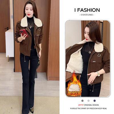 网红气质加厚羽绒棉服女装2025冬季新款大方得体加绒保暖毛领外套