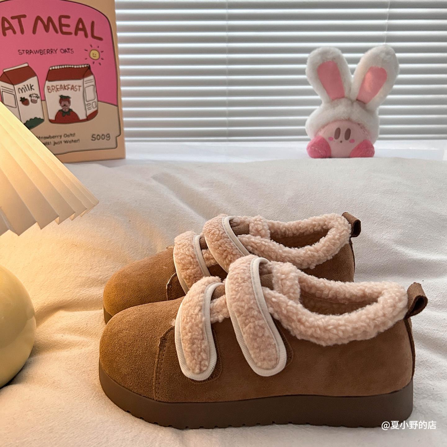 厚底毛毛勃肯半拖鞋女外穿2025秋冬新款雪地靴内增高保暖加绒棉拖