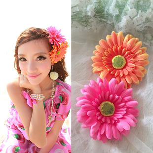 沙滩渡假拍照海边饰品非洲菊花朵发绳发夹雏菊头饰发饰头花配饰女