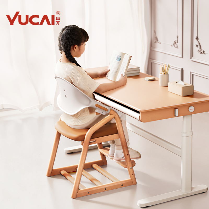 育才可调节儿童学习椅子实木追背升降座椅家用小学生餐椅写字凳子