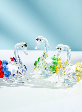 水晶天鹅小摆件手机柜台装饰品摆件眼镜珠宝桌面柜台装饰品小礼品