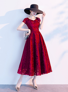 红色晚礼服女小个子高端婚礼年轻妈妈婚宴装新娘敬酒服平时可穿