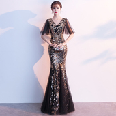 鱼尾晚礼服女高级感气质宴会轻奢小众高端年会主持人连衣裙长款