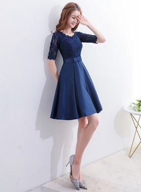 小个子晚礼服女平时可穿气质宴会简单大方生日派对聚会连衣裙短款