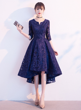 蓝色晚礼服女气质宴会轻奢小众高端婚礼妈妈婚宴装连衣裙平时可穿