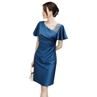 蓝色晚礼服女高级感气质宴会轻奢小众高端婚礼妈妈婚宴装平时可穿