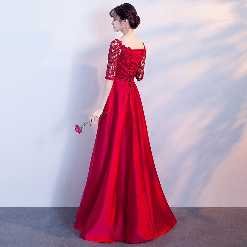 敬酒服新娘2020新款红色长款现代显瘦高贵一字肩结婚宴会晚礼服女|ruв категории Женская одежда, Cвадебные платья, платье/вечернее платье - от Buy2taobao.com для оказания профессиональной услуги покупки агента Taobao