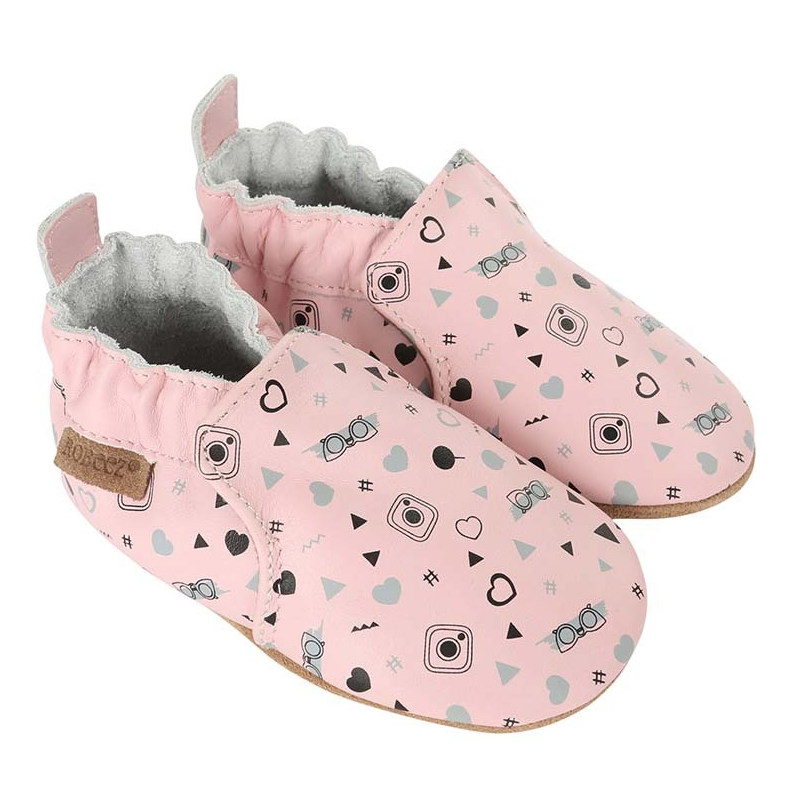 robeez美国粉色手绘婴幼儿宝宝鞋