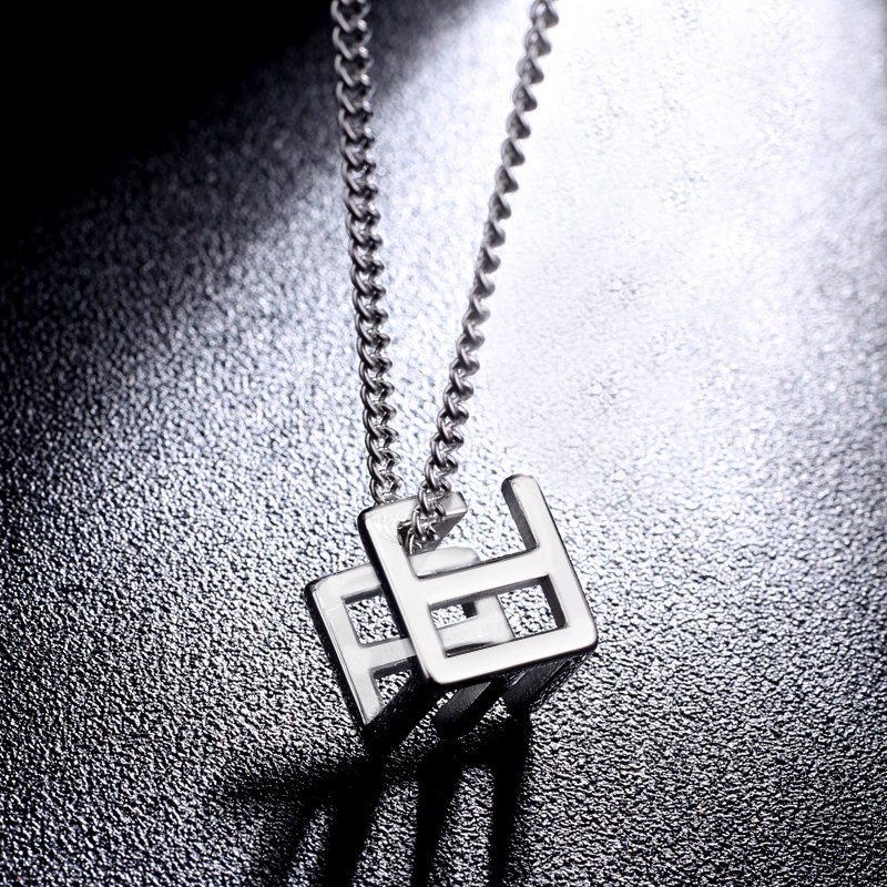 韩版魔方项链男士街头嘻哈潮男吊坠个性简约学生挂件饰品配饰首饰