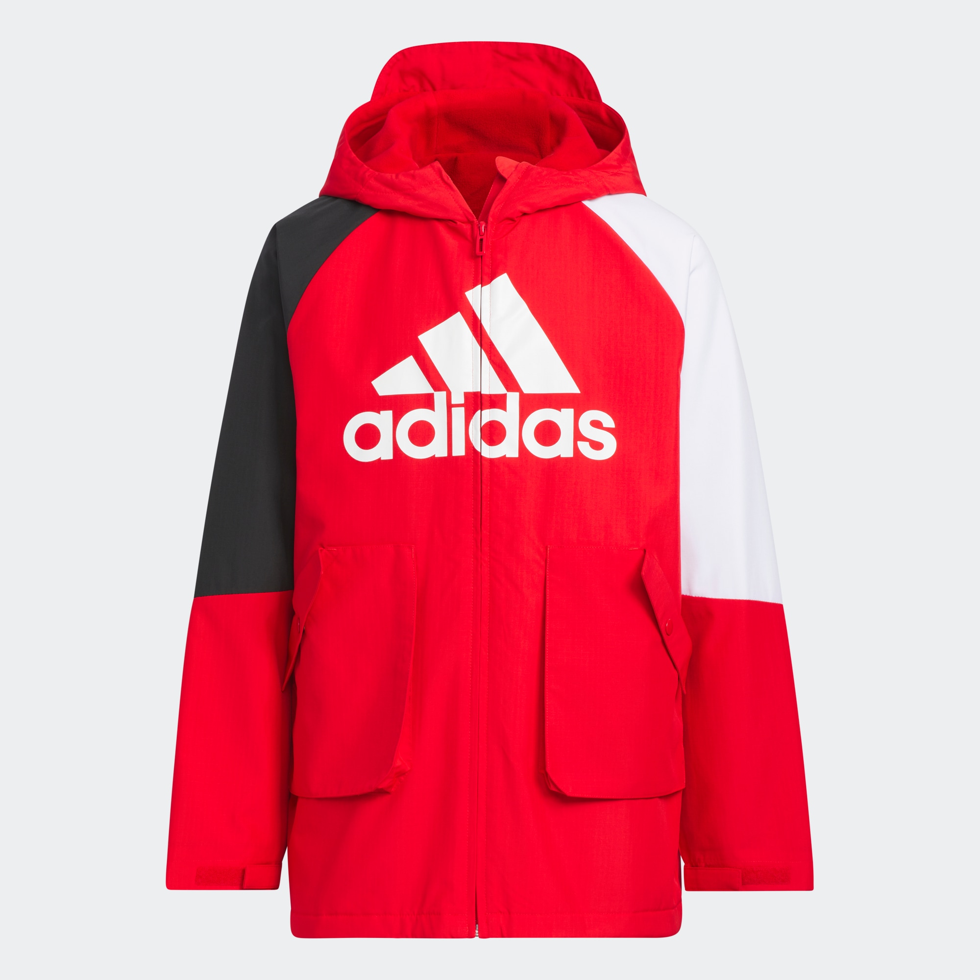 Adidas/阿迪达斯 儿童抗风运动宽松中长款连帽夹克外套 IA8227