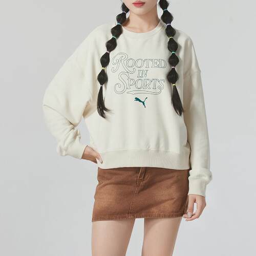 PUMA/彪马  女子字母Logo印花舒适休闲短款卫衣 63095280