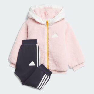Adidas/阿迪达斯 儿童摇粒绒运动休闲连帽长袖套装 JC9368