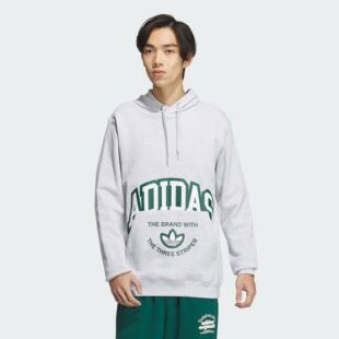男子三叶草印花运动连帽卫衣套头衫 JE3481 阿迪达斯 Adidas