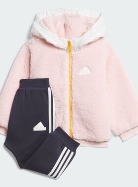 Adidas/阿迪达斯 儿童摇粒绒运动休闲连帽长袖套装 JC9368