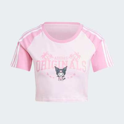 Adidas/阿迪达斯 女子三叶草印花运动修身短袖T恤 JH0570