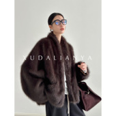 轻奢年轻款 徐大脸吖定制 强推 毛毛外套冬中古vtg环保紫貂皮草女