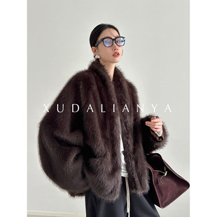 毛毛外套冬中古vtg环保紫貂皮草女 轻奢年轻款 徐大脸吖定制 强推
