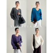 徐大脸吖定制 ROW羊绒&羊毛柔糯慵懒秋冬温柔V领针织衫 毛衣女上衣