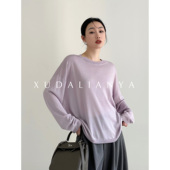 徐大脸吖定制 女 上衣薄防晒罩衫 醋酸&天丝圆领针织衫 春夏宽松长袖