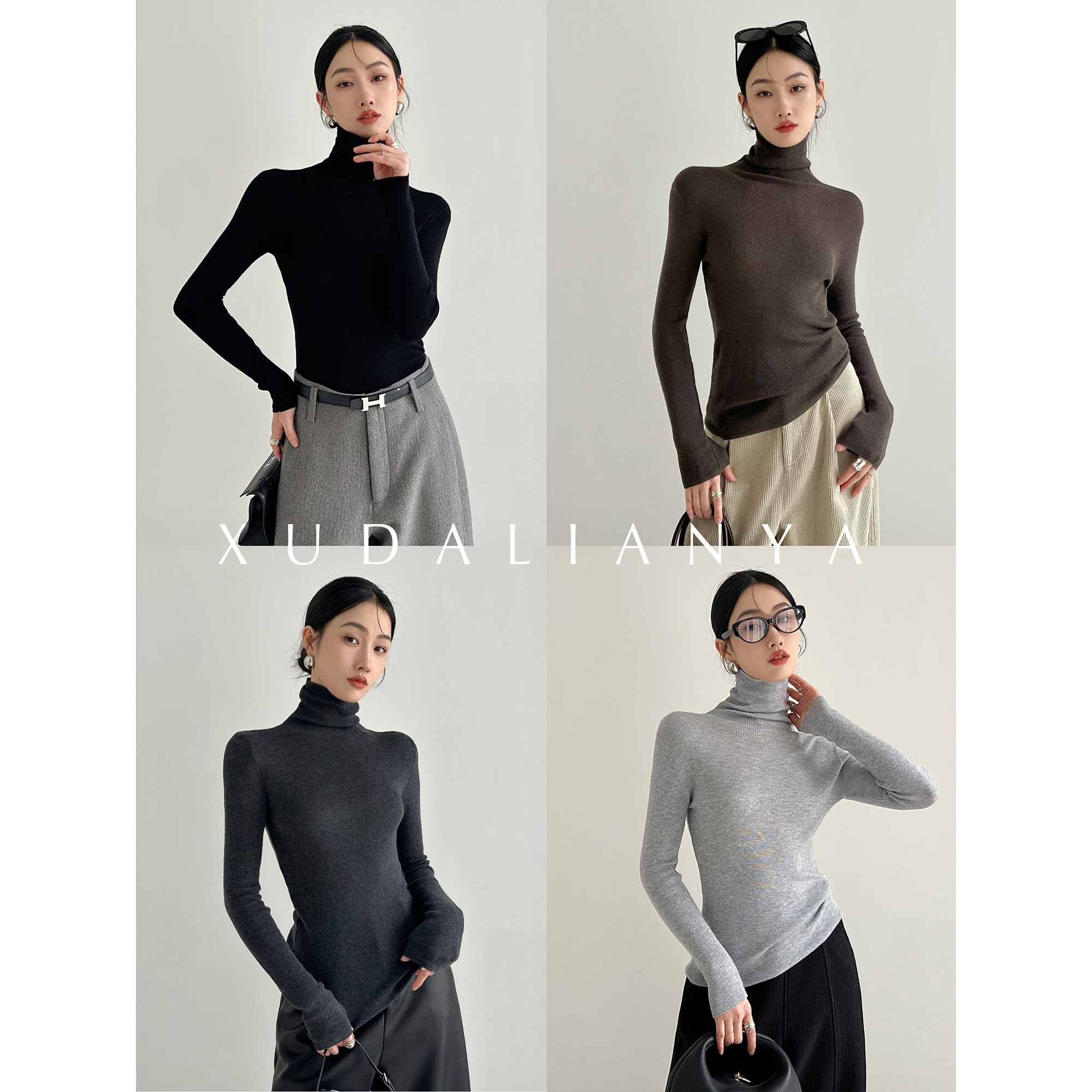 徐大脸吖定制 性价比!7色羊毛混纺打底衫冬内搭外穿高领针织衫女